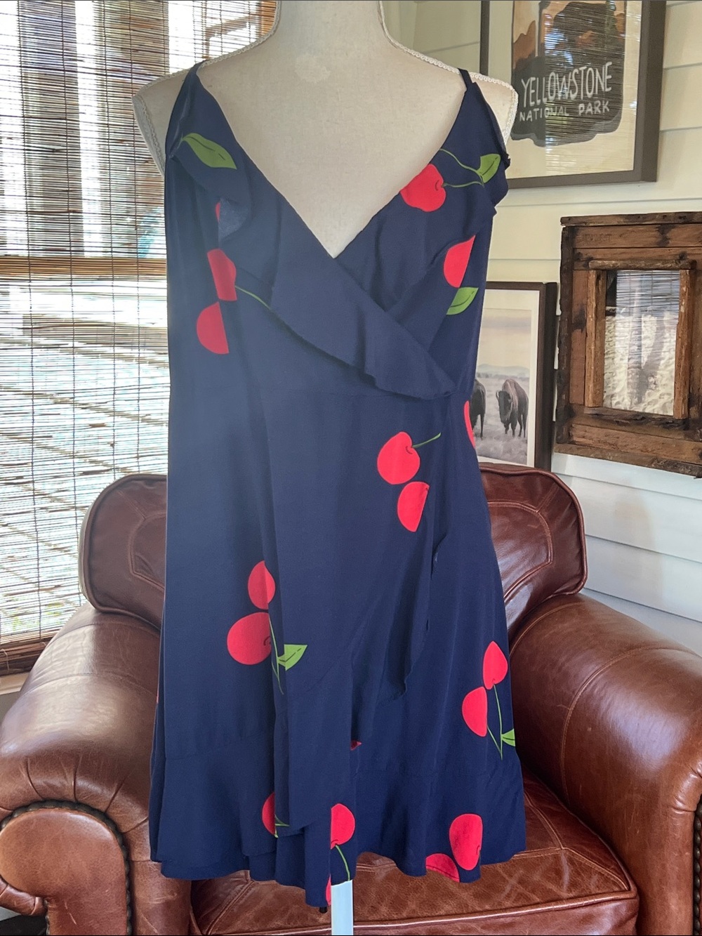 Forever 21+ Navy Cherry Print Sun Dress